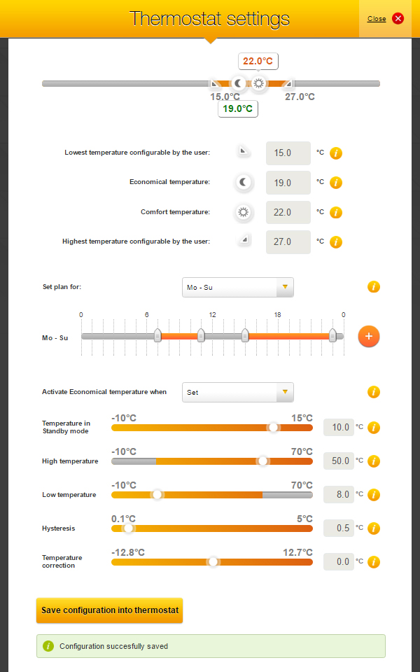 Settings Jablotron Thermostat